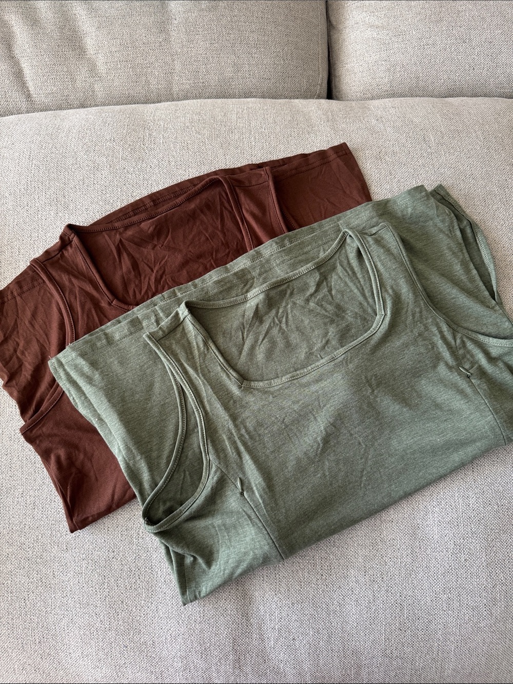 Bundle Nursing Casual Tank Tops - Green & Rust